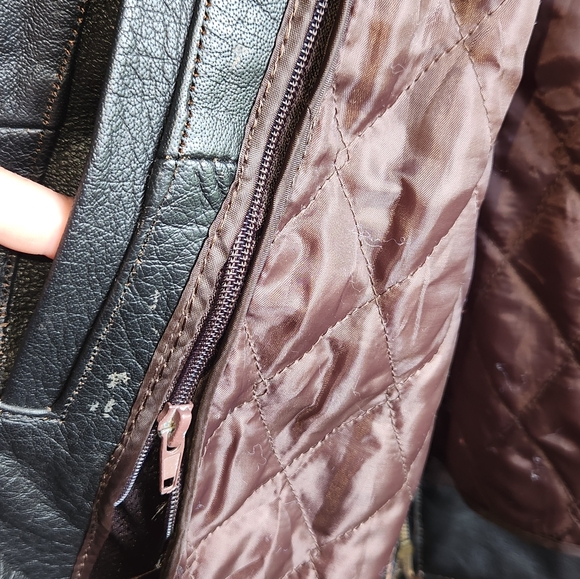 Black Leather Motorcycle Jacket Genuine Leather Fitted - Picture 7 of 11